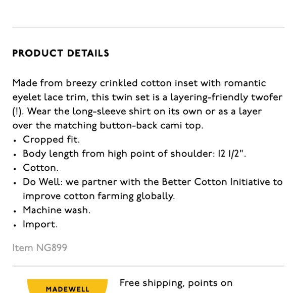 Madewell Eyelet-Trim Twin Set Top in Lighthouse - Picture 4 of 16